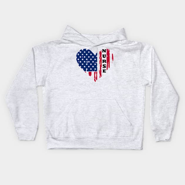 American Nurse Heart Flag Kids Hoodie by DAN LE